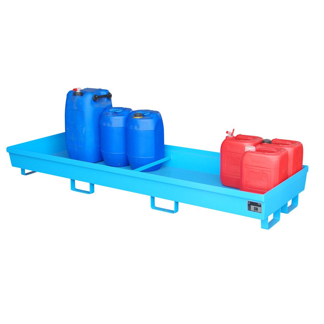 Ineinander stapelbare Auffangwanne - Stahl - 280 l Volumen - Breite 2.400 mm - feuerrot