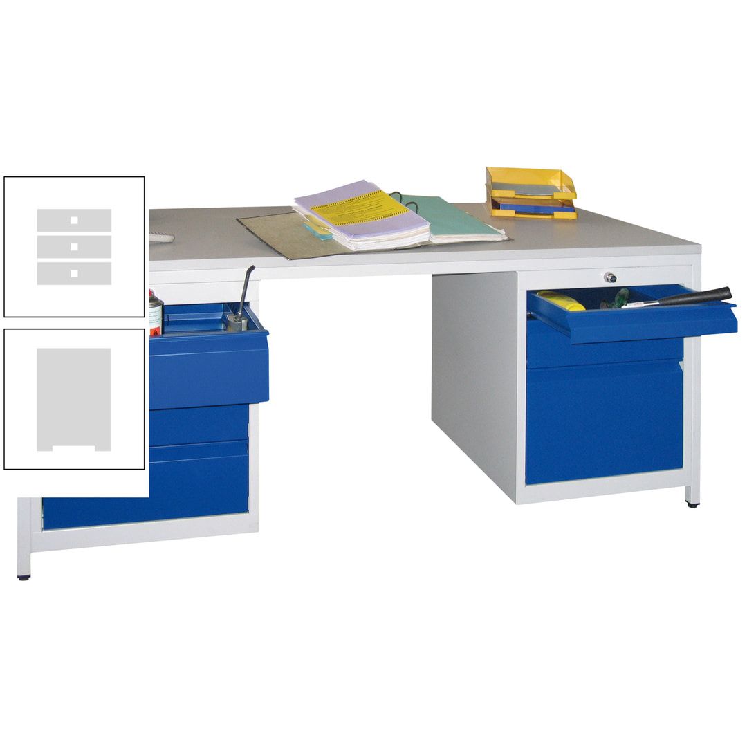 Meisterschreibtisch - 6 Schubladen, 75 / 125 / 150 / 175 / 300 mm - 720 x 1.700 x 800 mm (HxBxT) - anthrazitgrau