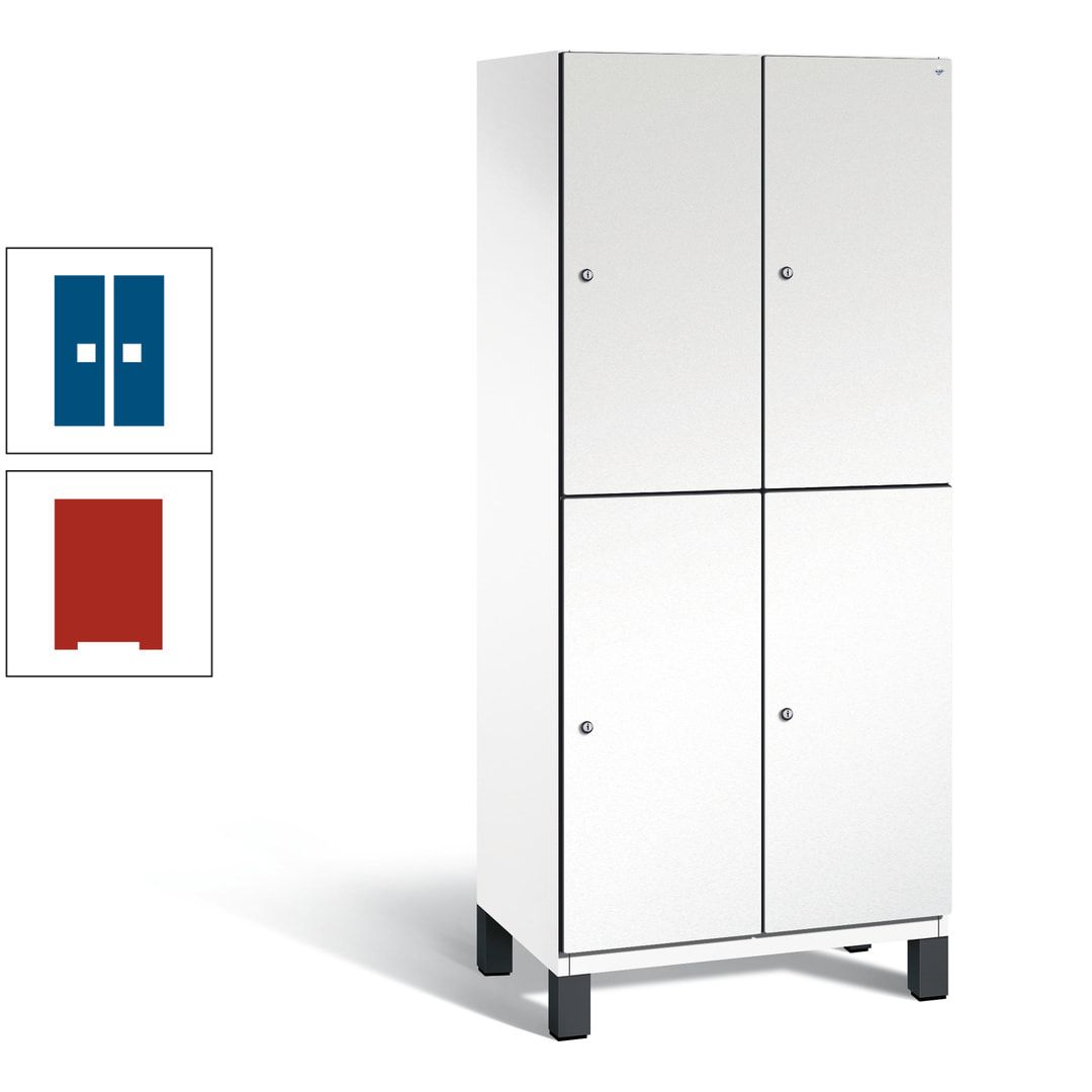 Fächerschrank, Stahlschrank, doppelstöckig, 4 Fächer, Füße, Korpus anthrazitgrau, Tür anthrazitgrau, 1.980 x 800 x 525 mm (HxBxT)