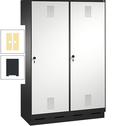 Doppel-Spind, Garderobenschrank, 2 Türen für 4 Abteile a 300 mm, Korpus anthrazitgrau, Türen anthrazitgrau, 1.800 x 1.200 x 500 mm (HxBxT)