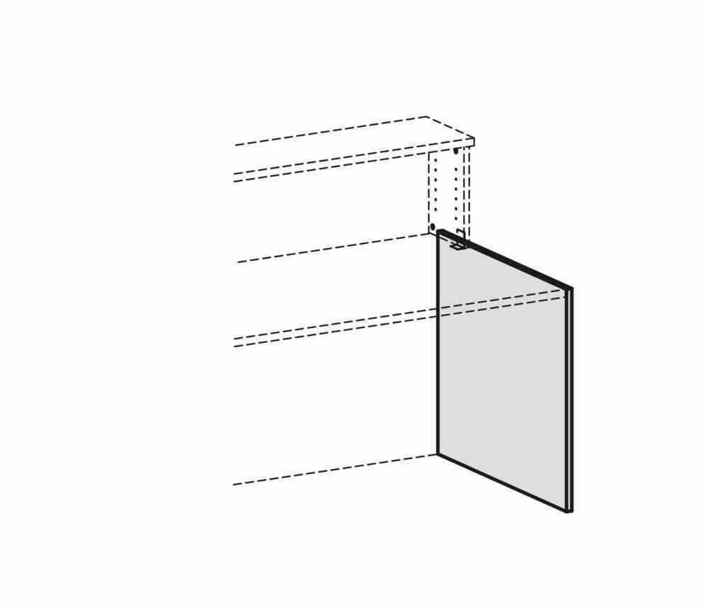 Seitenabschlussblende für Tischtiefe 800 mm, bündig mit Tischplatte und Vorwandblende, Dekor Ahorn