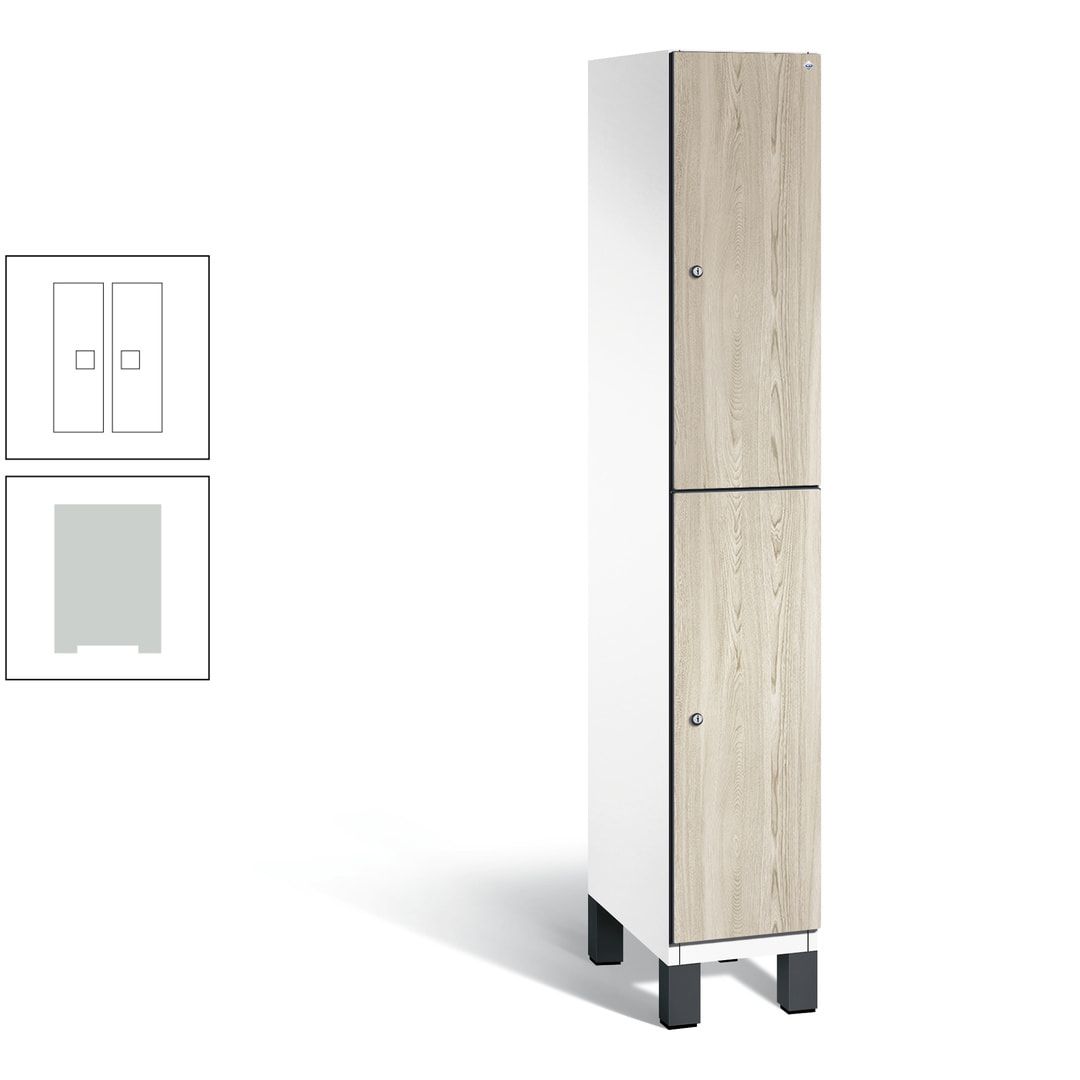 Fächerschrank, Garderobenschrank, mit Füßen, 1 Abteile, 1.980 x 300 x 525 mm (HxBxT), Korpus anthrazitgrau, Tür Donau-Ahorn