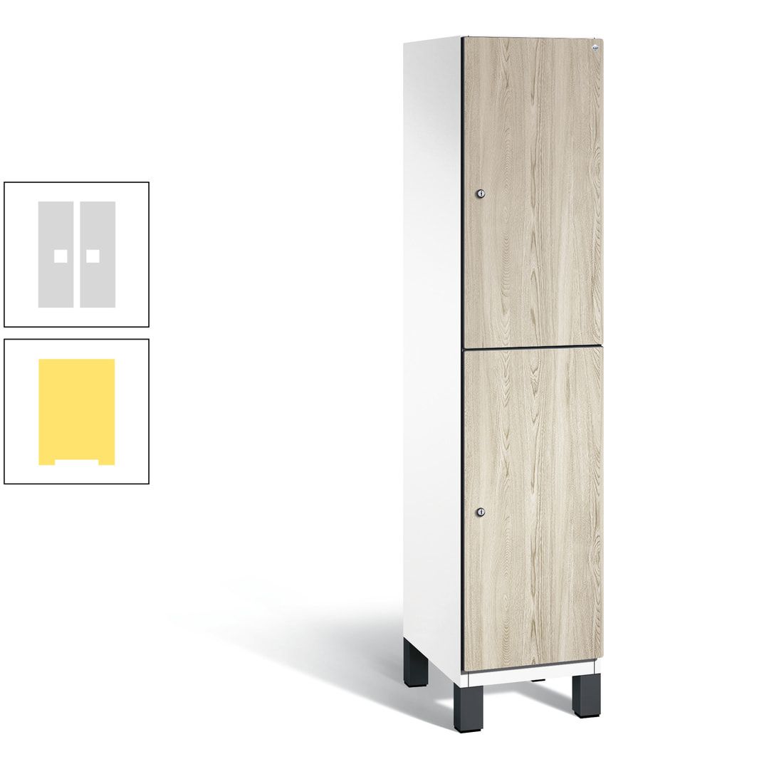 Fächerschrank, Garderobenschrank, mit Füßen, 1 Abteile, 1.980 x 400 x 525 mm (HxBxT), Korpus anthrazitgrau, Tür Donau-Ahorn