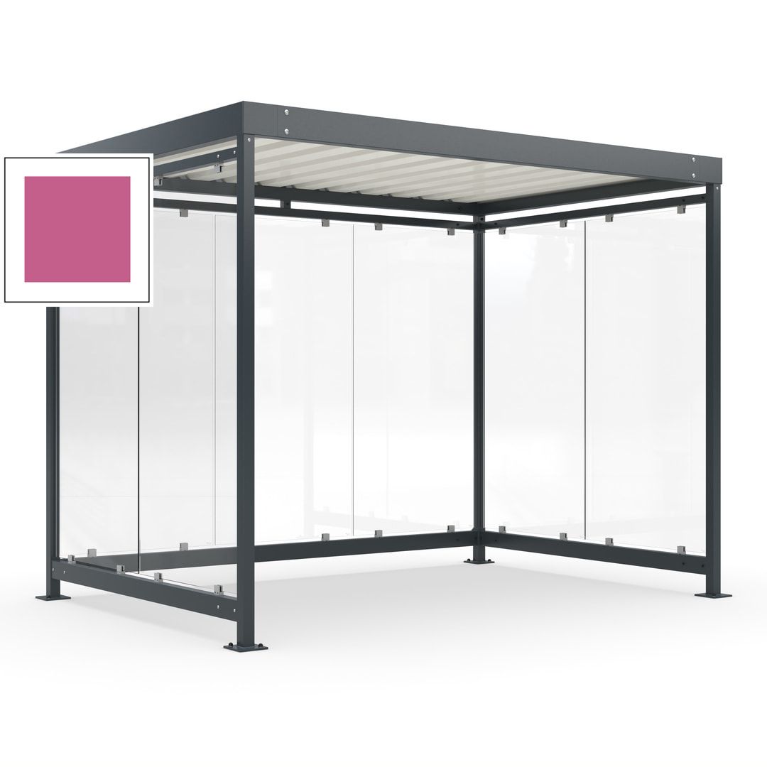 Raucherunterstand, Bausatz, Fahrgastunterstand, Bushaltestelle, 2.510 x 3.180 x 2.165 mm (HxBxT), 7 Wände, Achatgrau