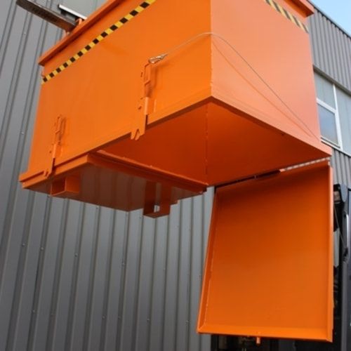 Eichinger Klappbodenbehälter, Behälter 2x900 Liter, Traglast 1.500 kg, für Stapler und Kran, Seilzug, Kettensicherung, Farbe: anthrazitgrau (RAL 7016)