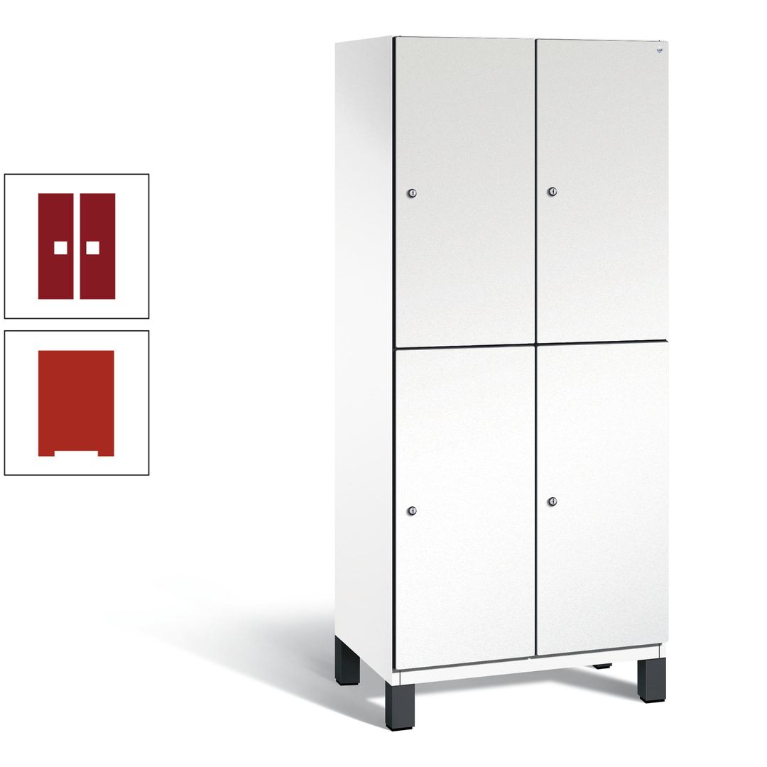 Fächerschrank, Stahlschrank, doppelstöckig, 4 Fächer, Füße, Korpus anthrazitgrau, Tür anthrazitgrau, 1.980 x 800 x 525 mm (HxBxT)