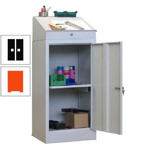 Stehpult mit Schrank - Vollblechtür - Zylinderschloss - 1 Ausziehboden - 1.270x500x500 mm (HxBxT) - anthrazitgrau