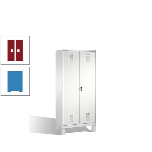 Doppel-Spind, Doppeltüren, Garderobenschrank mit Füßen, 2 Abteile a 400 mm, Korpus anthrazitgrau, Tür anthrazitgrau, 1.850 x 800 x 500 mm (HxBxT)