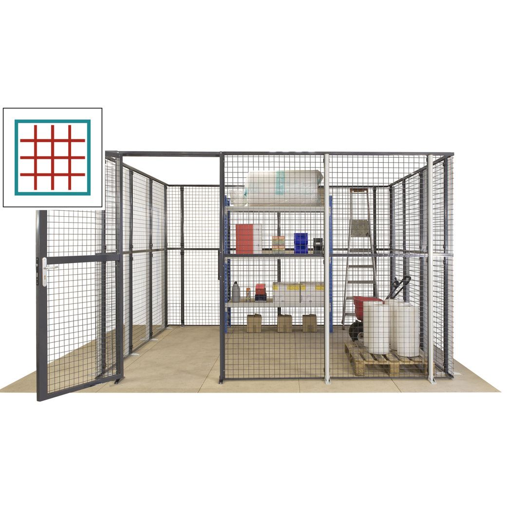 Maschinen Schutzgitter - Hallentrennwand - Sicherheitszaun - Tür - 72 m - 2.200 x 21.400 x 15.400 mm (HxBxT) - enzianblau