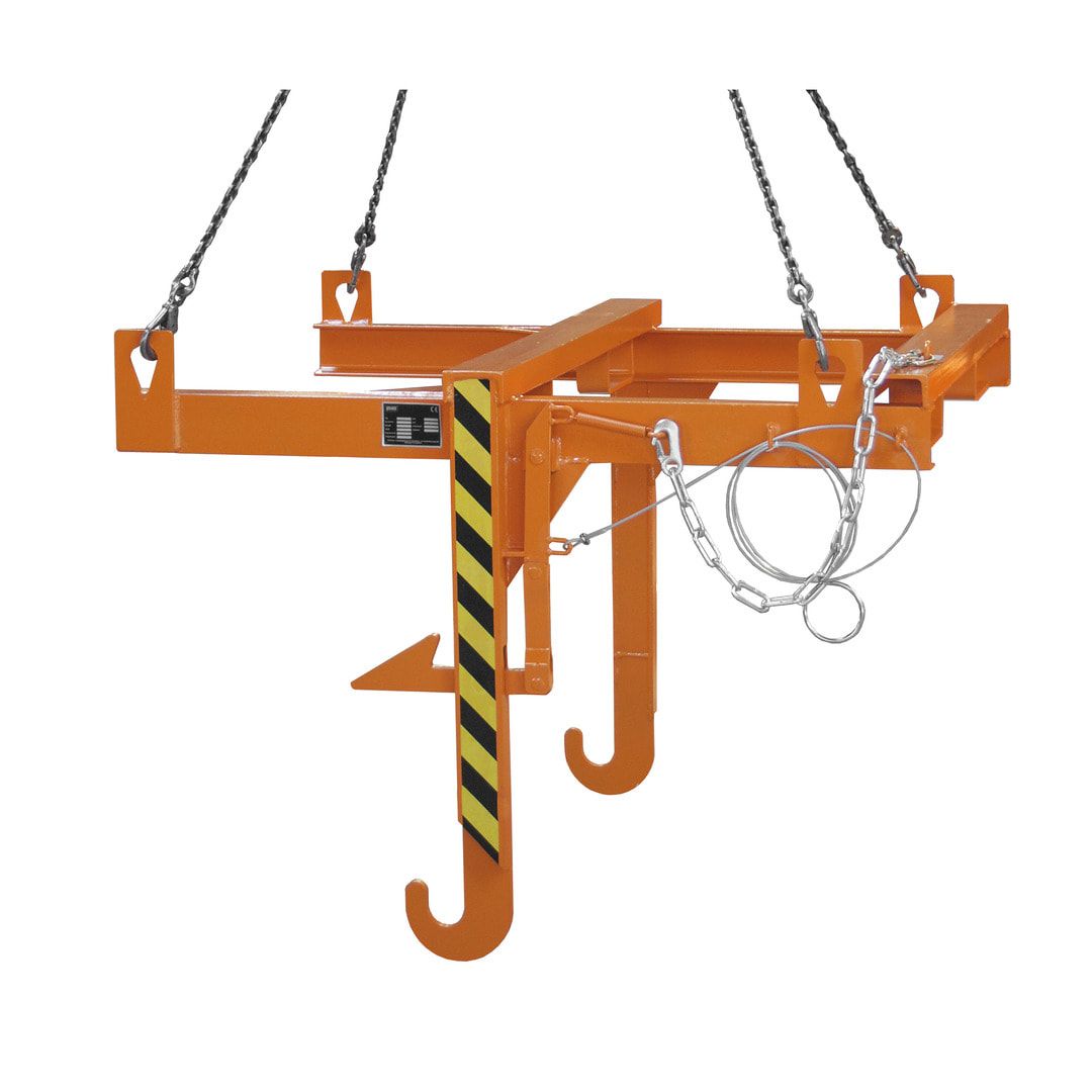 Kipptraverse für Baustoff-Behälter - Traglast 2.000 kg - feuerrot