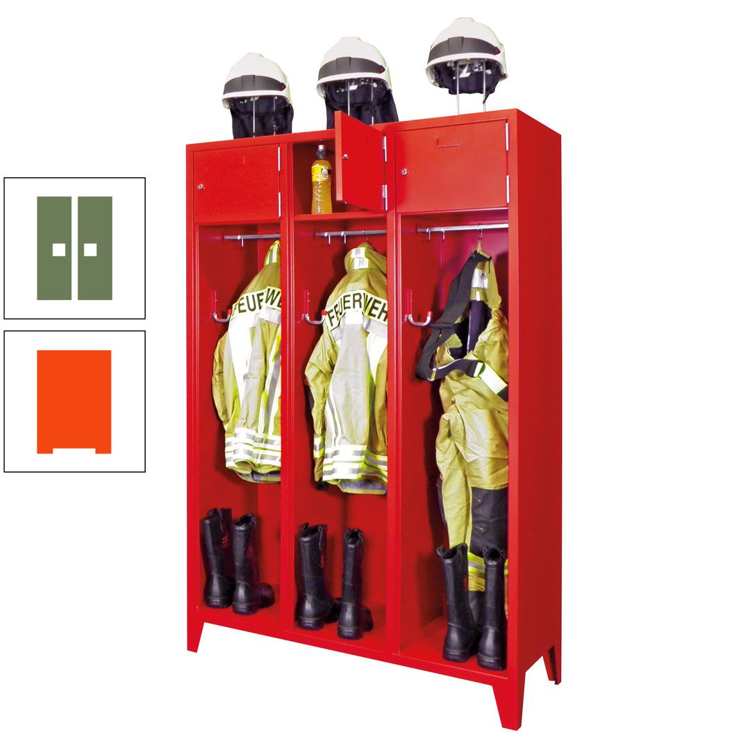 Feuerwehrschrank - 2 Abteile - Ablagefach mit Tür, Etikettenrahmen - 2.100 x 830 x 500 mm (HxBxT) - anthrazitgrau