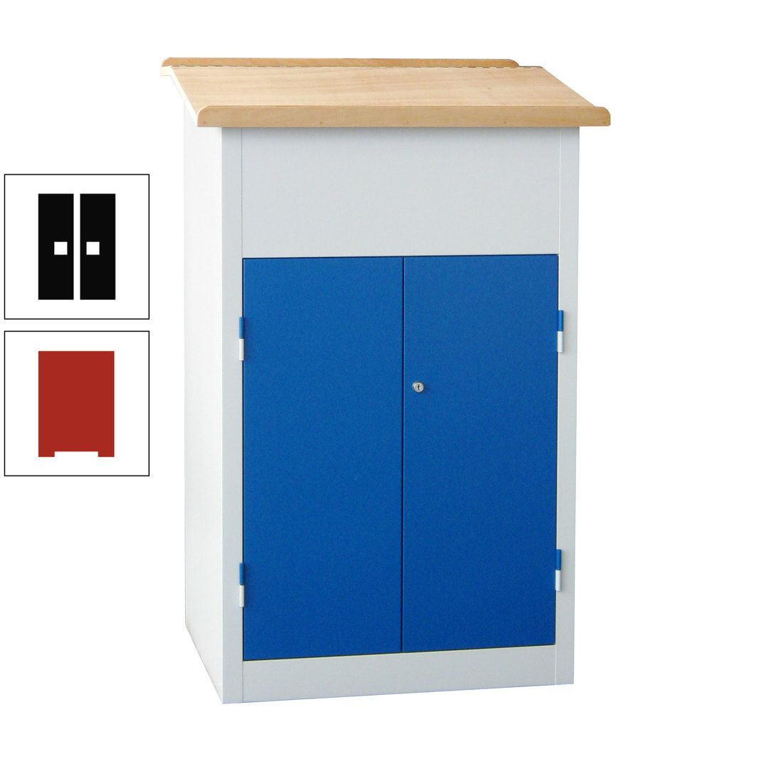 Stehpult mit Schrank - Vollblechtür - Zylinderschloss - 2 Böden - 1.200 x 700 x 600 mm (HxBxT) - anthrazitgrau