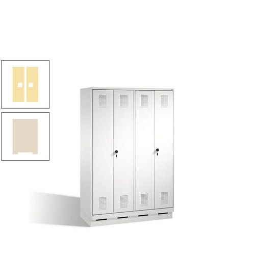 Doppel-Spind, Doppeltüren, Garderobenschrank mit Sockel, 4 Abteile a 300 mm, Korpus anthrazitgrau, Tür anthrazitgrau, 1.800 x 1.200 x 500 mm (HxBxT)