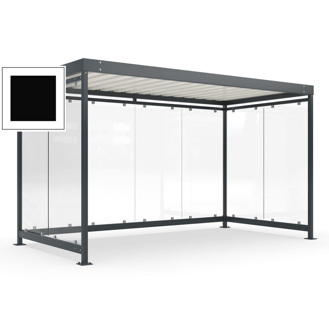 Fahrradunterstand, Fahrgastunterstand, Bushaltestelle, Bausatz, 12-13 Personen, 2.510 x 4.195 x 2.165 mm (HxBxT), 8 Wände, Achatgrau