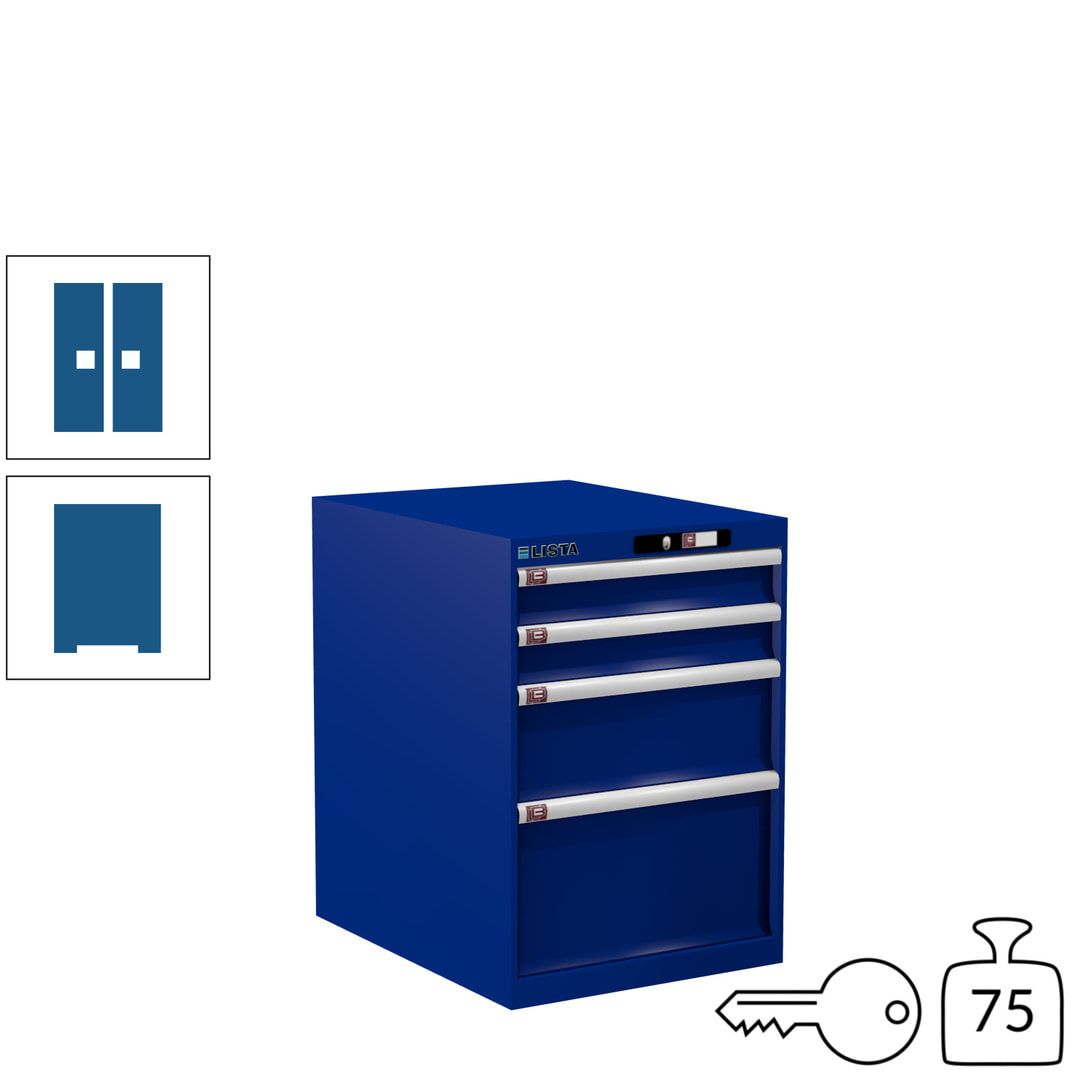Lista Schubladenschrank - 14.371.010 - 800x564x725 mm (HxBxT) - 4 Schubladen - 75 kg - Key Lock - lichtblau (RAL 5012)