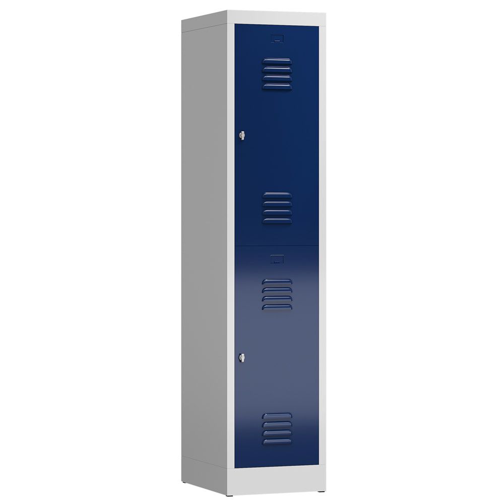 Garderobenschrank, Doppelstockspind, 1 Abteil, 2 Fächer, 1.800 x 415 x 500 mm (HxBxT), Drehriegel, Stahl, Korpus: lichtgrau, Front: anthrazitgrau