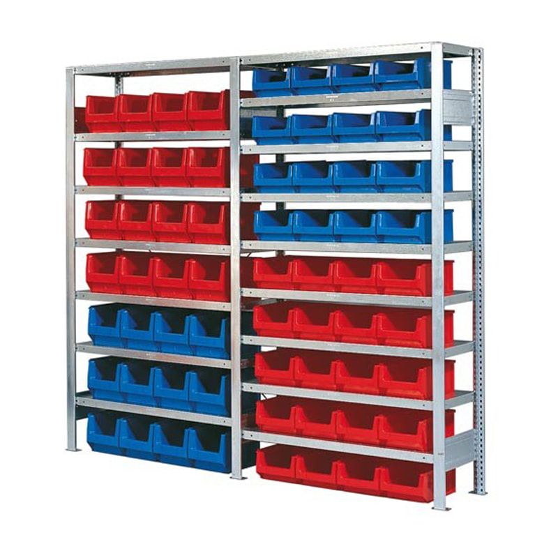 Robustes Regalsystem für Sichtlagerkästen - Anbaufeld - Sortimentsregal - 2.000 x 1.005 x 325 mm (HxBxT)