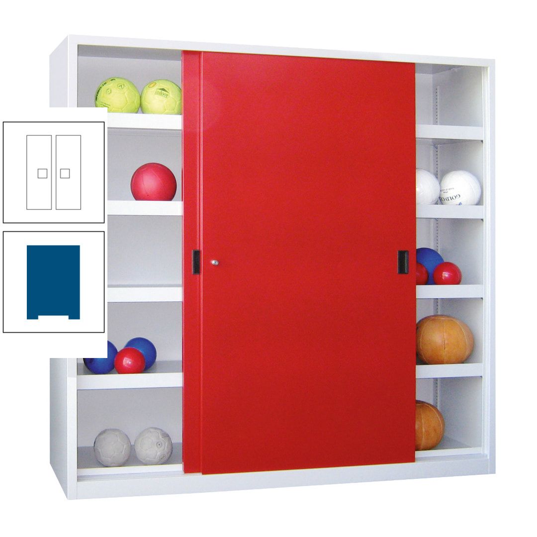 Ballschrank - Schiebetüren - Trennwand - 8 Böden - 1.950x1.500x600 mm (HxBxT) - anthrazitgrau