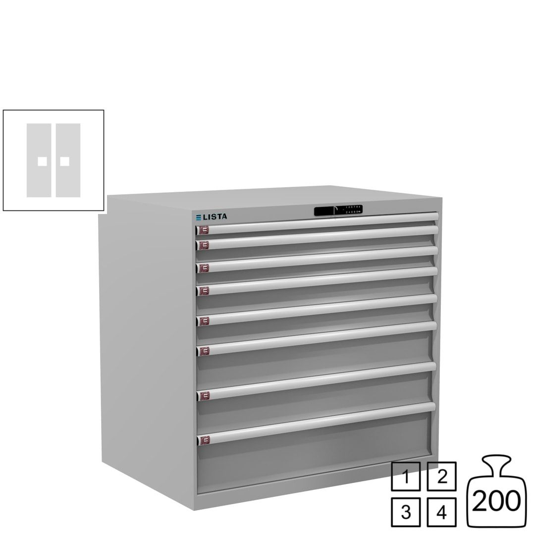 Lista Schubladenschrank - 12.541.010 - 1.000x1.023x725 mm (HxBxT) - 8 Schubladen - 200 kg - Key Lock - lichtblau (RAL 5012)