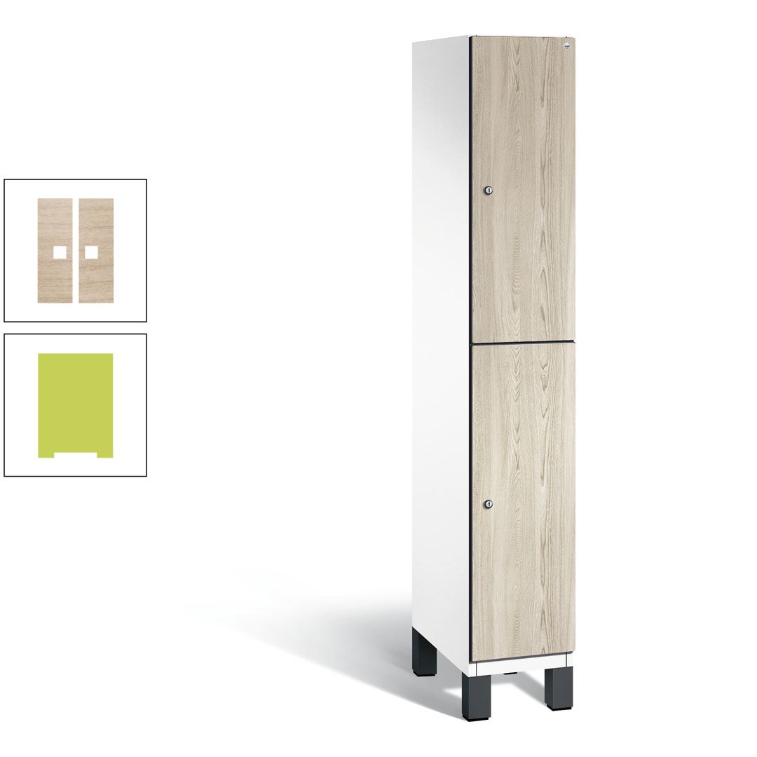 Fächerschrank, Garderobenschrank, mit Füßen, 1 Abteile, 1.980 x 300 x 525 mm (HxBxT), Korpus anthrazitgrau, Tür Donau-Ahorn
