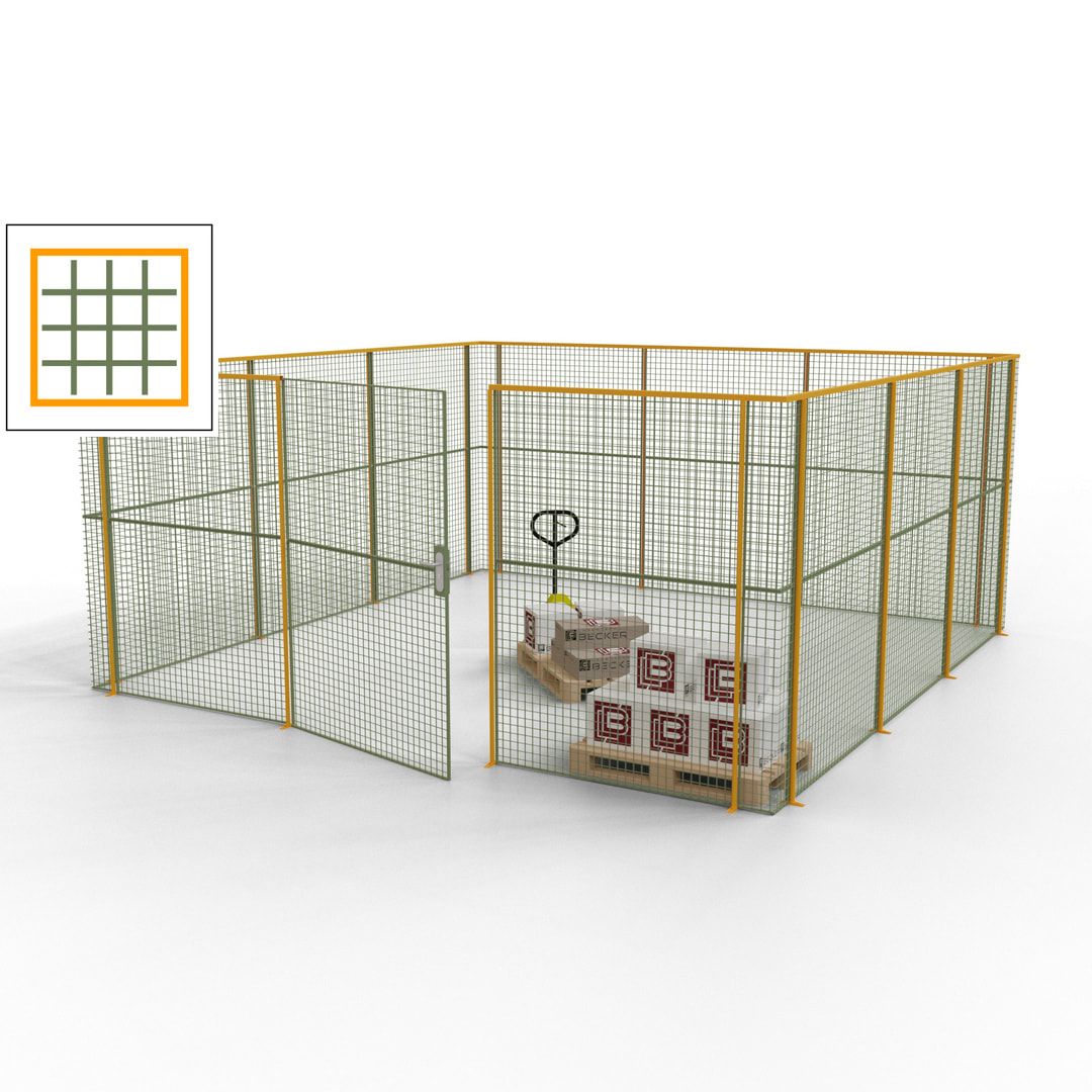 Maschinen Schutzgitter - Hallentrennwand - Sicherheitszaun - Tür - 18 m - 2.200 x 4.900 x 4.900 mm (HxBxT) - enzianblau