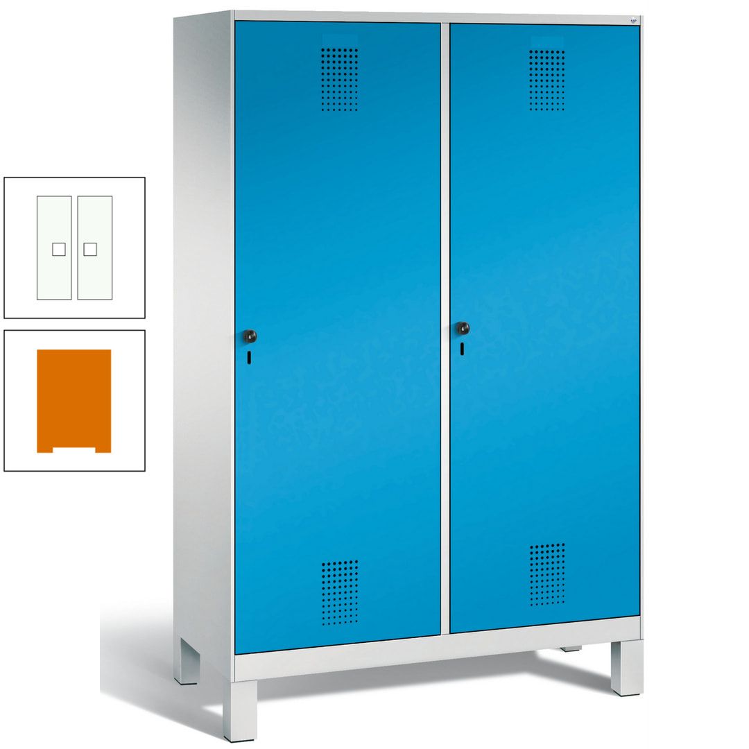 Doppel-Spind, Garderobenschrank, 2 Türen für 4 Abteile a 300 mm, Korpus anthrazitgrau, Türen anthrazitgrau, 1.850 x 1.200 x 500 mm (HxBxT)