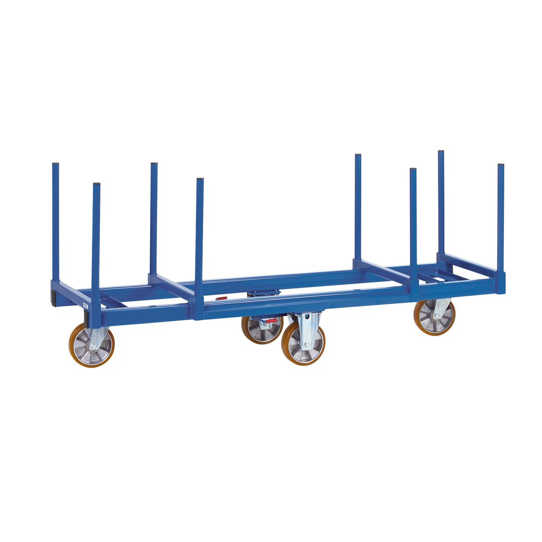 Fetra Langmaterial-Wagen - Traglast 1.500 kg - Polyurethan-Bereifung - 600 x 2.000 mm (BxT)