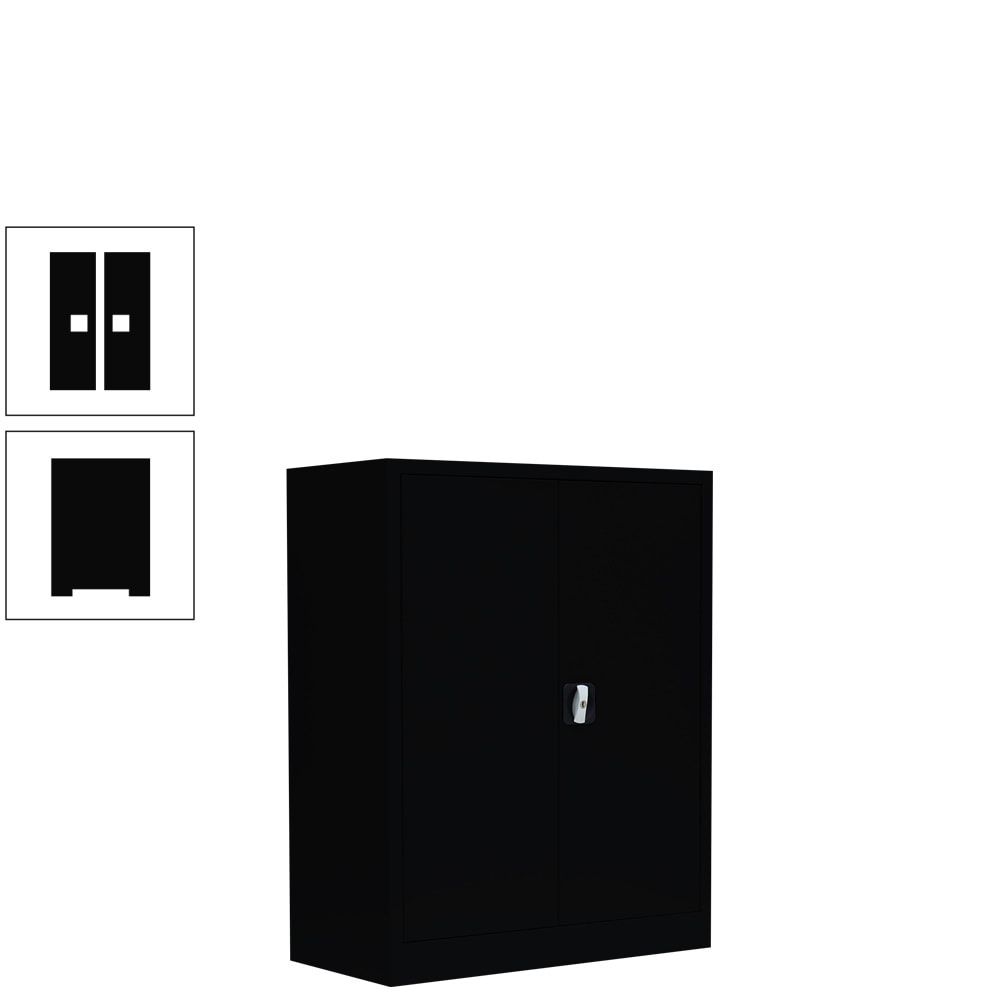 Aktenschrank, Büroschrank, abschließbar, Flügeltüren, 2 Fachböden, 1.000 x 800 x 383 mm (HxBxT), Stahl, Korpus und Türen in lichtgrau