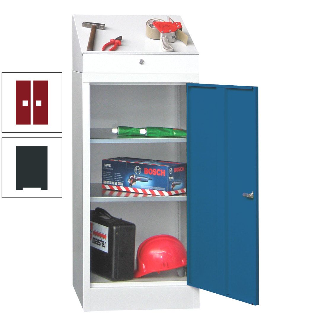Stehpult mit Schrank - Vollblechtür - Zylinderschloss - 1.270x500x500 mm (HxBxT) - anthrazitgrau
