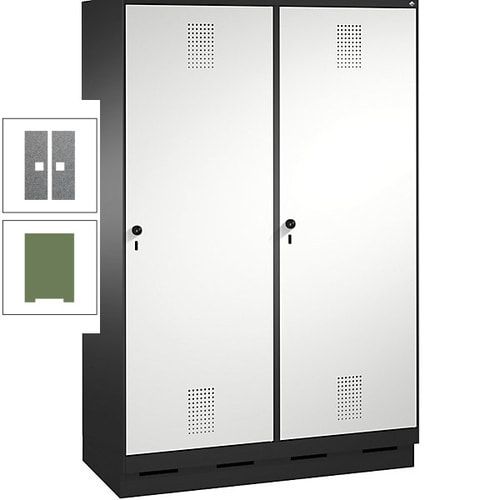 Doppel-Spind, Garderobenschrank, 2 Türen für 4 Abteile a 300 mm, Korpus anthrazitgrau, Türen anthrazitgrau, 1.800 x 1.200 x 500 mm (HxBxT)