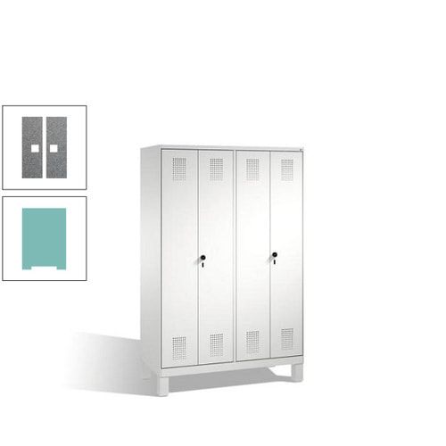 Doppel-Spind, Doppeltüren, Garderobenschrank mit Füßen, 4 Abteile a 300 mm, Korpus anthrazitgrau, Tür anthrazitgrau, 1.850 x 1.200 x 500 mm (HxBxT)