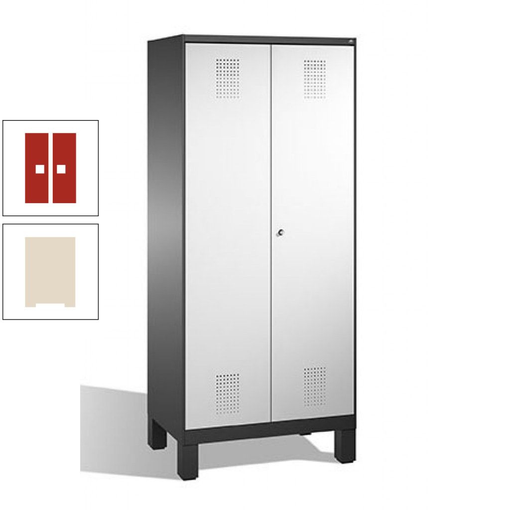 Mehrzweckschrank, Doppeltüren, auf Füßen, 2 Abteile a 400 mm, Korpus anthrazitgrau, Tür anthrazitgrau, 1.850 x 800 x 500 mm (HxBxT)