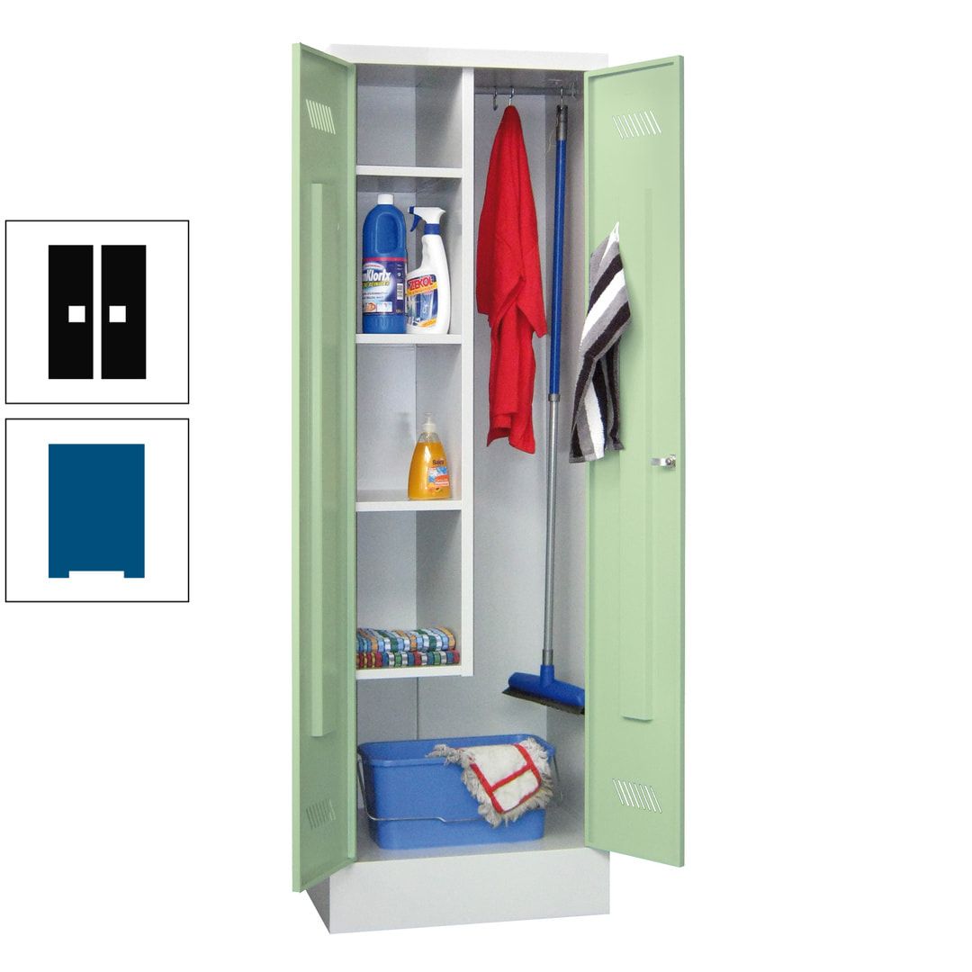 Putzschrank mit Sockel - 1 Abteil mit Trennwand - 1.850x600x500 mm (HxBxT) - Drehriegel - anthrazitgrau