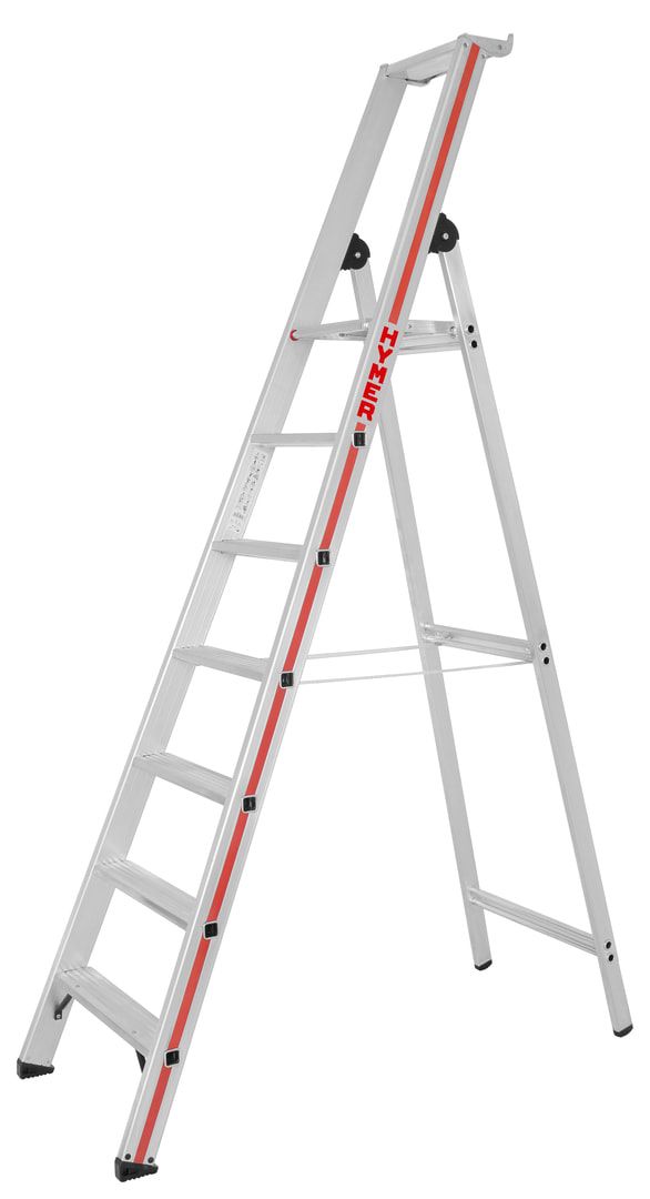 Einseitige Alu-Stufenstehleiter - Brücke aus Aluguss - Länge 1.700 mm - 4 Stufen - Standhöhe 930 mm
