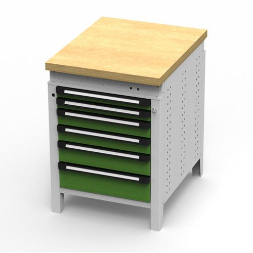 OTTOKIND Werkbank - Arbeitsplatte bündig - 850 x 605 x 750 mm (HxBxT) - 6 Schubladen - lichtgrau