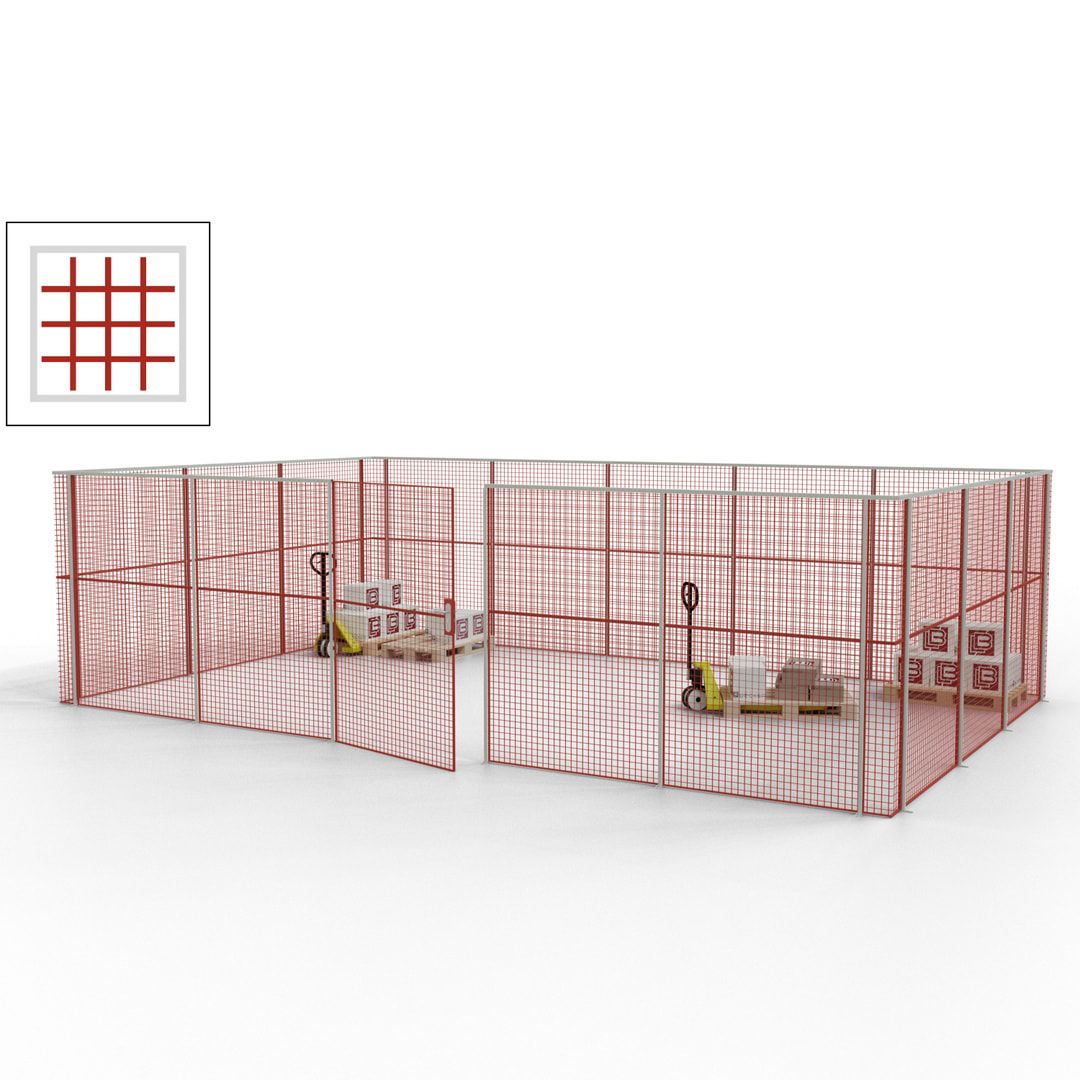 Maschinen Schutzgitter - Hallentrennwand - Sicherheitszaun - Tür - 22 m - 2.200 x 7.900 x 4.900 mm (HxBxT) - enzianblau