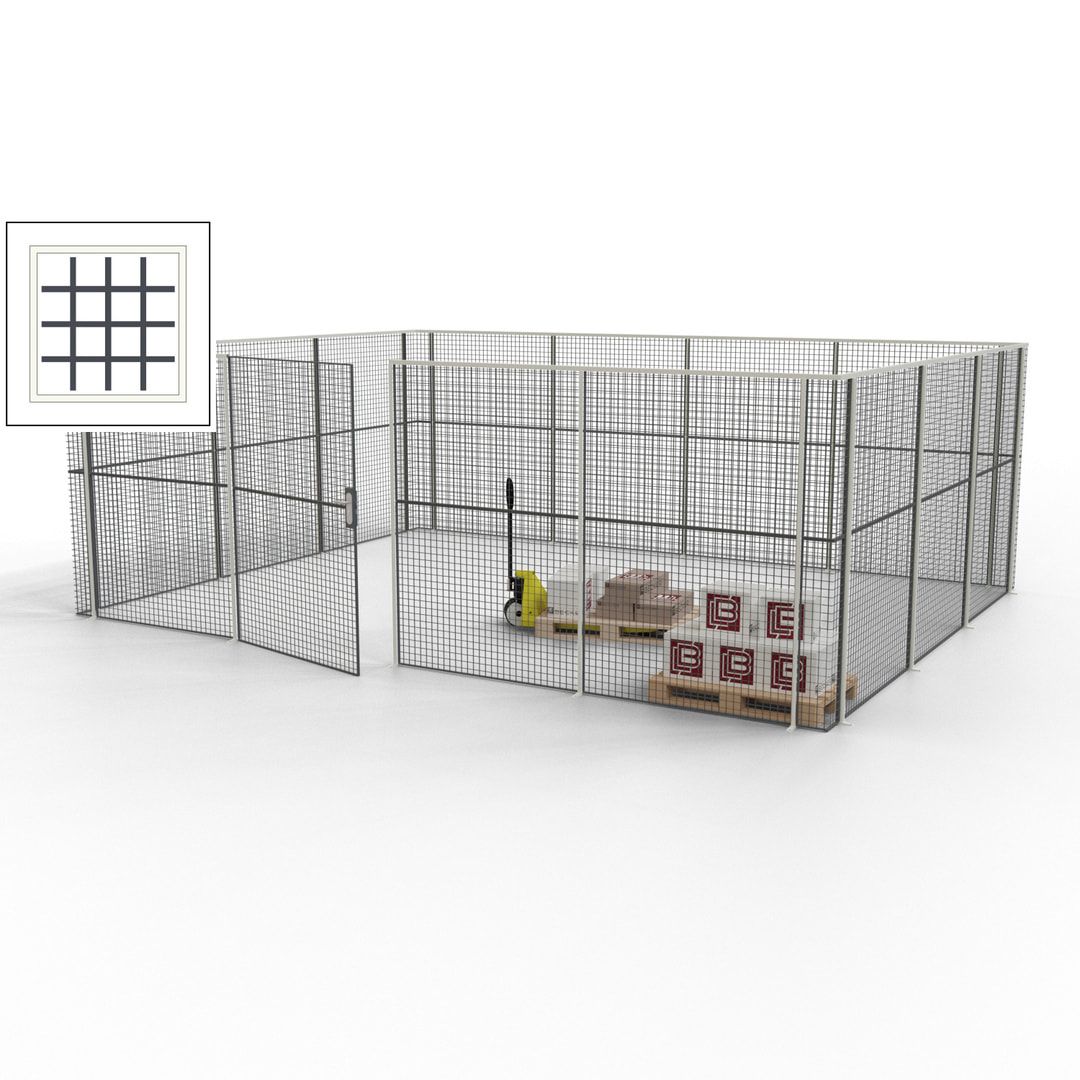 Maschinen Schutzgitter - Hallentrennwand - Sicherheitszaun - Tür - 21 m - 2.200 x 6.400 x 4.900 mm (HxBxT) - enzianblau