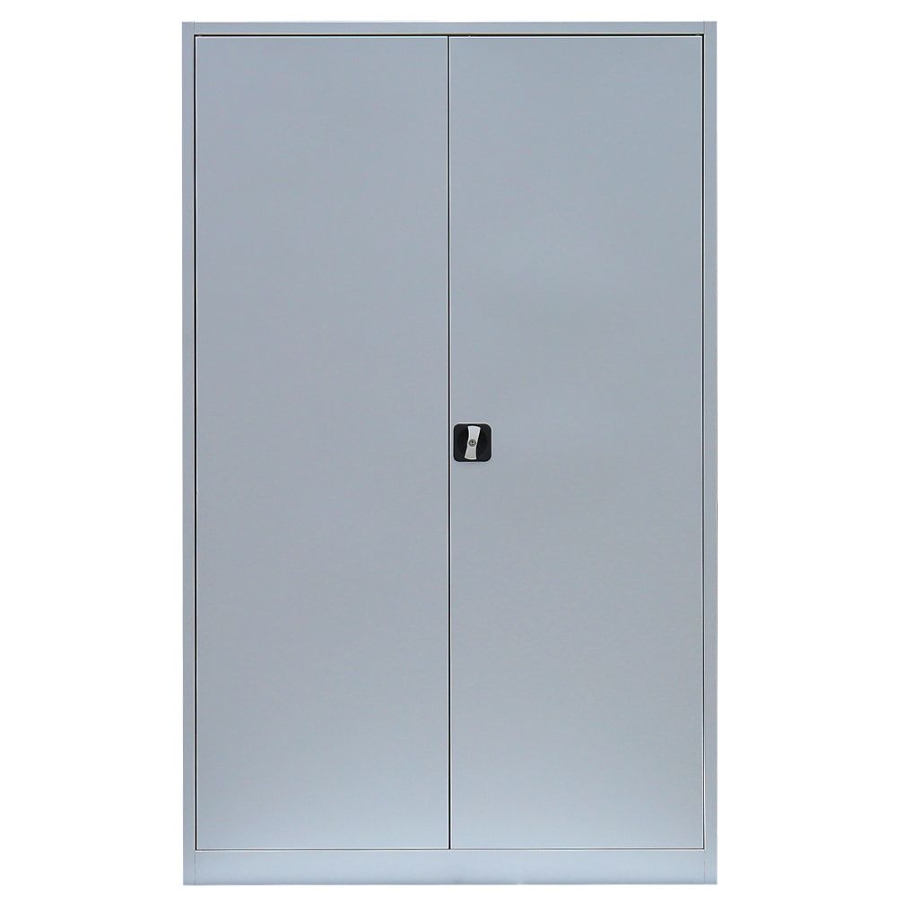Aktenschrank, Büroschrank, abschließbar, Flügeltüren, 4 Fachböden, 1.950 x 1.200 x 600 mm (HxBxT), Stahl, Korpus und Türen in lichtgrau