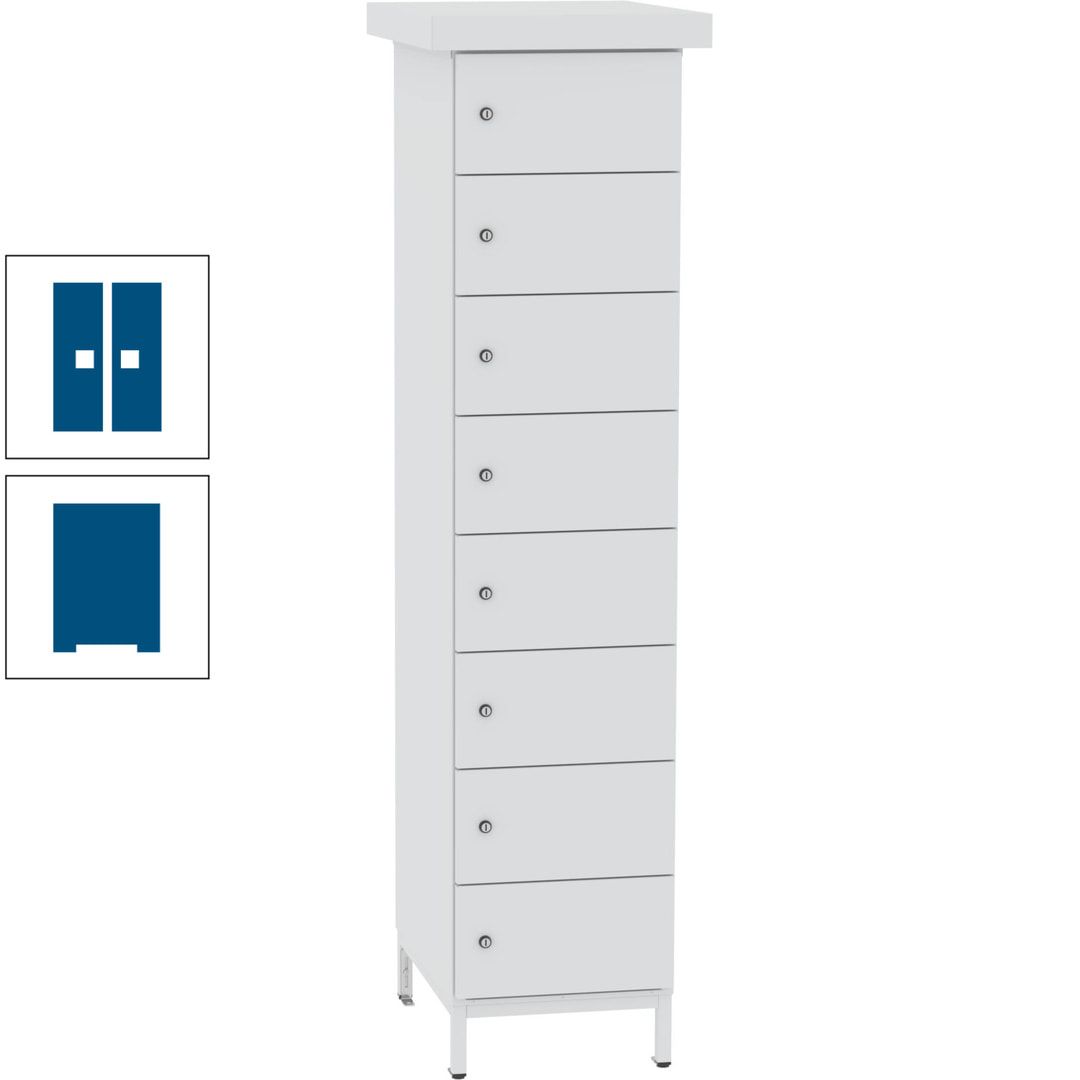 Akkuschrank, Batterieladeschrank, 8 Fächer, Schutzart IP54, Schuko, 1.855 x 400x 570 mm (HxBxT), Korpusfarbe anthrazitgrau, Frontfarbe anthrazitgrau