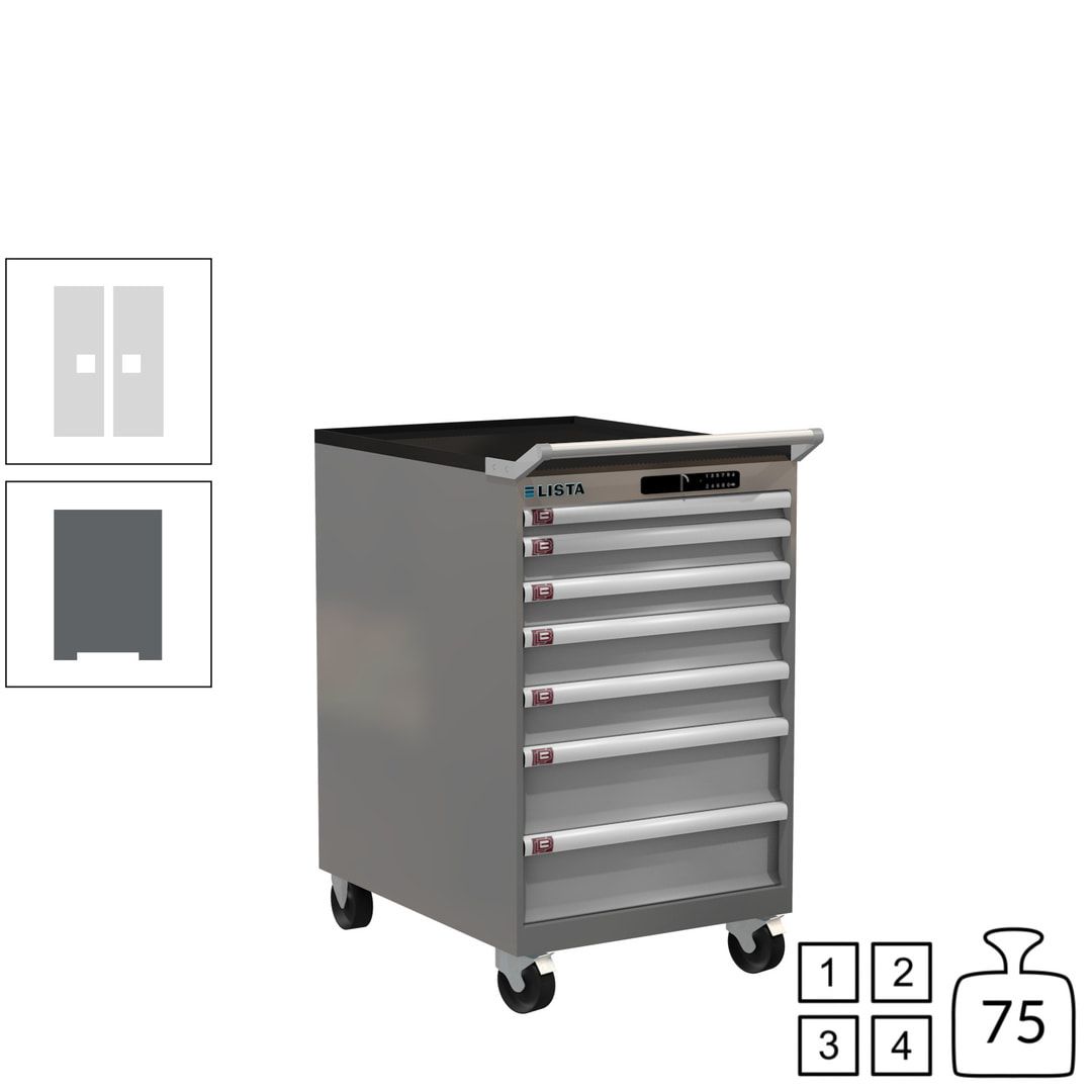 Lista Schubladenschrank - 14.372.010 - 990 x 564 x 725 mm (HxBxT) - 7 Schubladen - 75 kg - Key Lock - lichtblau (RAL 5012)