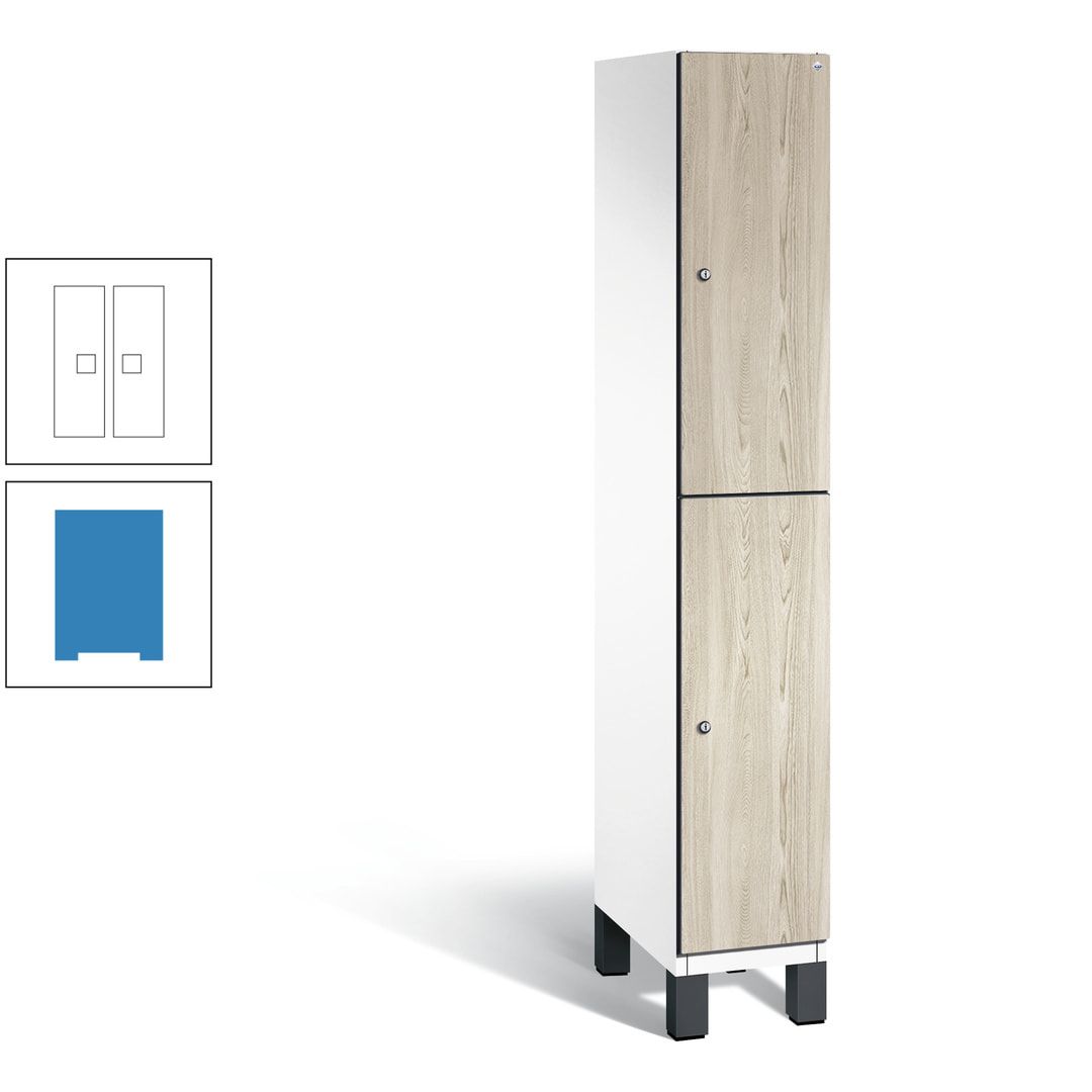Fächerschrank, Garderobenschrank, mit Füßen, 1 Abteile, 1.980 x 300 x 525 mm (HxBxT), Korpus anthrazitgrau, Tür Donau-Ahorn