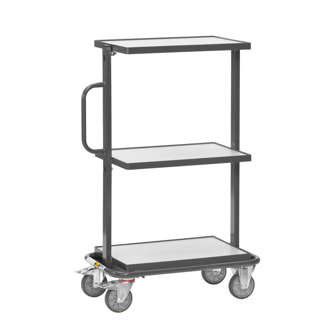 Fetra - ESD-Etagenwagen für Eurokästen - 3 Etagen - Bodenplatten - feste Ladeflächen - Tragkraft 200 kg - 1.178 x 455 x 821 mm (HxBxT)