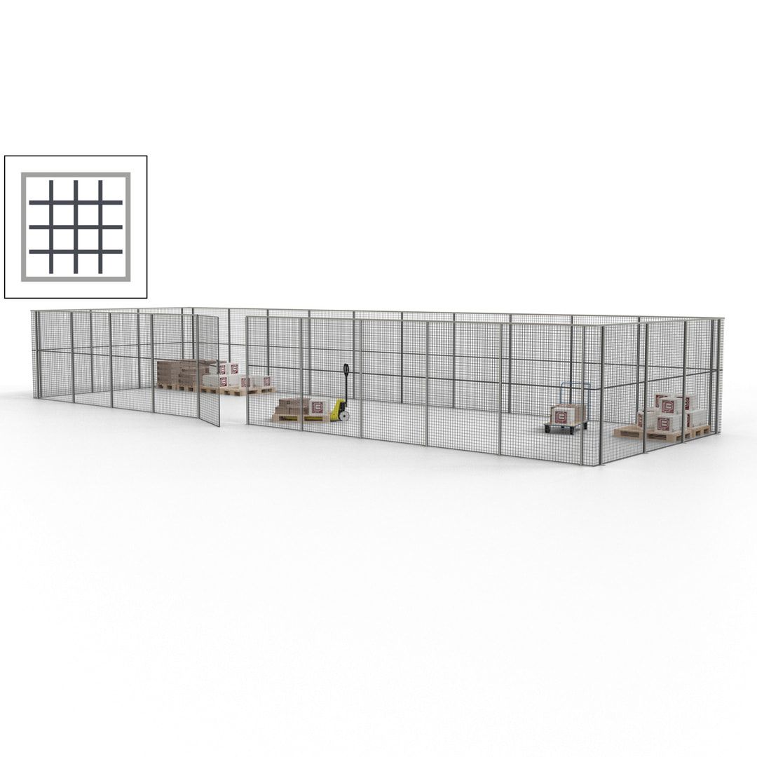 Maschinen Schutzgitter - Hallentrennwand - Sicherheitszaun - Tür - 39 m - 2.200 x 15.400 x 4.900 mm (HxBxT) - enzianblau