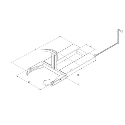 Eichinger Fassheber für Stapler, Kunststoff-Fässer, Kapazität 1 x 120 l Fass, Traglast 300 kg, Kettensicherung, Farbe: anthrazitgrau (RAL 7016)