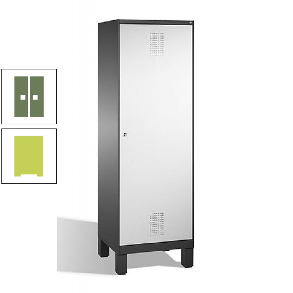 Doppel-Spind, Garderobenschrank, 1 Tür für 2 Abteile a 300 mm, Korpus anthrazitgrau, Türen anthrazitgrau, 1.850 x 600 x 500 mm (HxBxT)