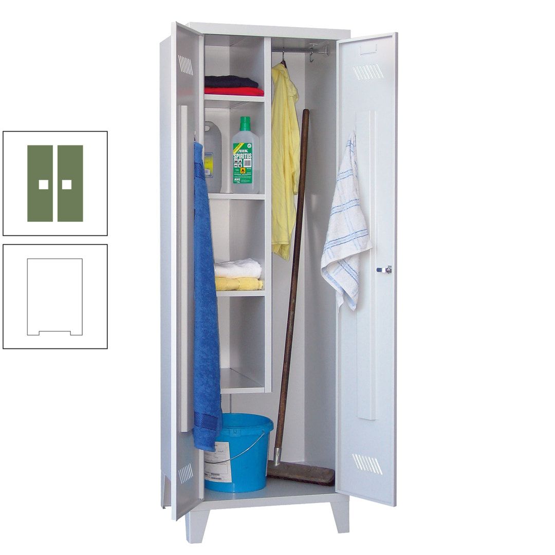 Putzschrank mit Füßen - 1 Abteil mit Trennwand - 1.850x600x500 mm (HxBxT) - Drehriegel - anthrazitgrau