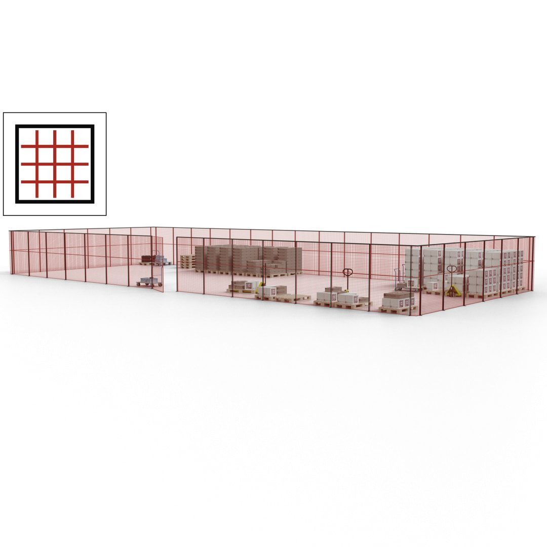 Maschinen Schutzgitter - Hallentrennwand - Sicherheitszaun - Tür - 63 m - 2.200 x 22.900 x 9.400 mm (HxBxT) - enzianblau