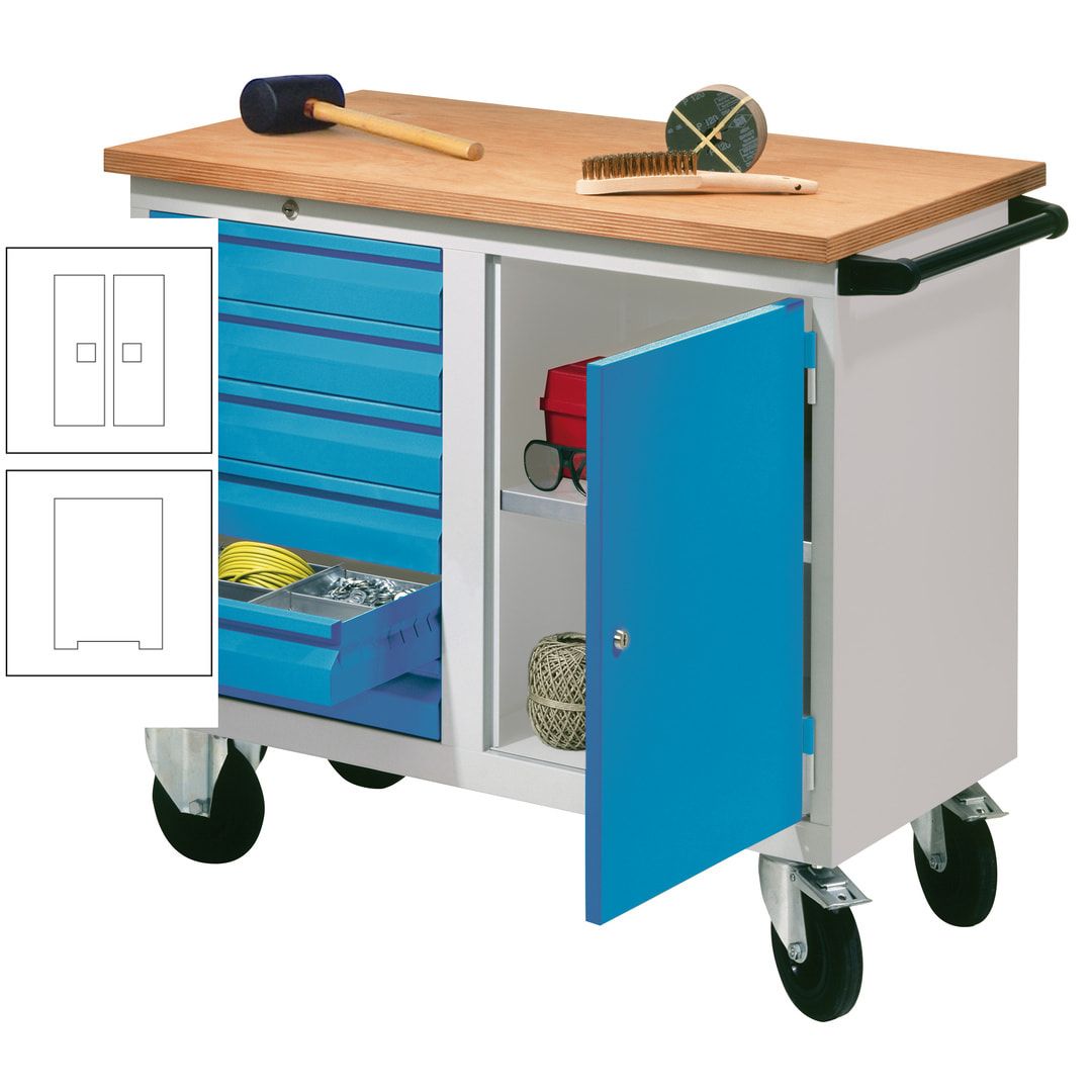 Mobile Werkbank - Werkstattwagen - 915 x 1.090 x 600 mm - 6 Schubladen und Schrankfach - anthrazitgrau