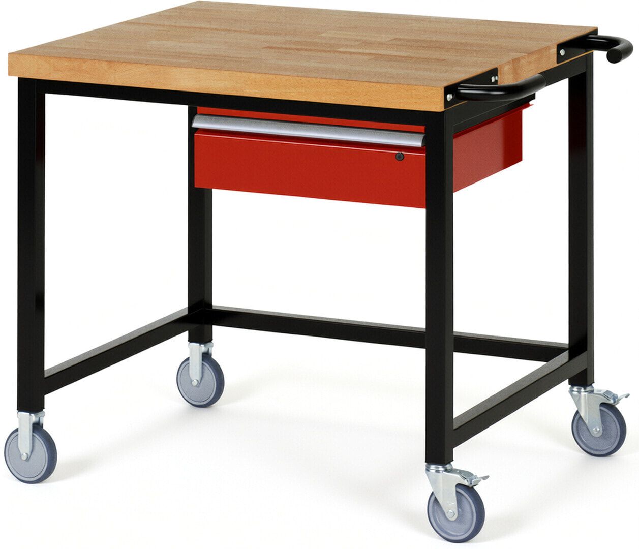 Mobile Werkbank mit 1 Schublade - 150:1 - höhenverstellbar 880-1.080 mm - 1.000 x 900 mm (BxT) - 450 kg - Buche - Anthrazitgrau