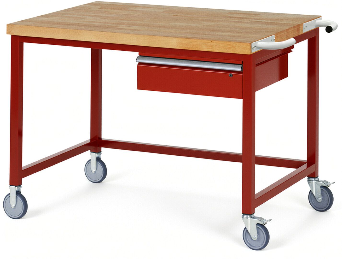 Mobile Werkbank mit 1 Schublade - 150:1 - höhenverstellbar 880-1.080 mm - 1.250 x 900 mm (BxT) - 450 kg - Buche - Anthrazitgrau